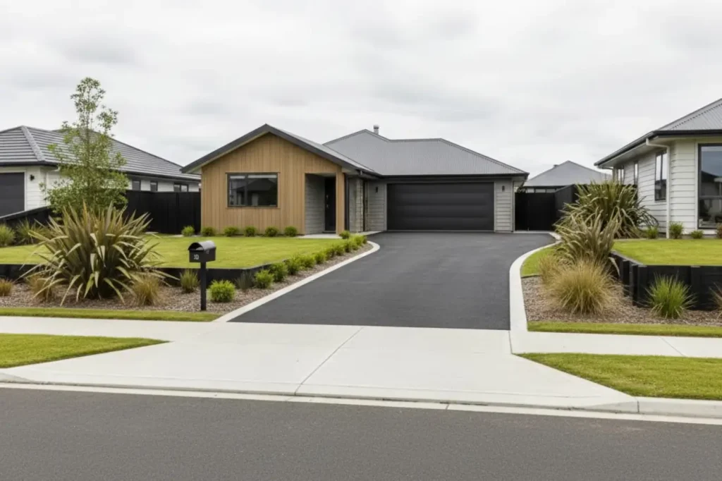 Modern residential driveway completed by the best Asphalt Repair Auckland company using advanced techniques.