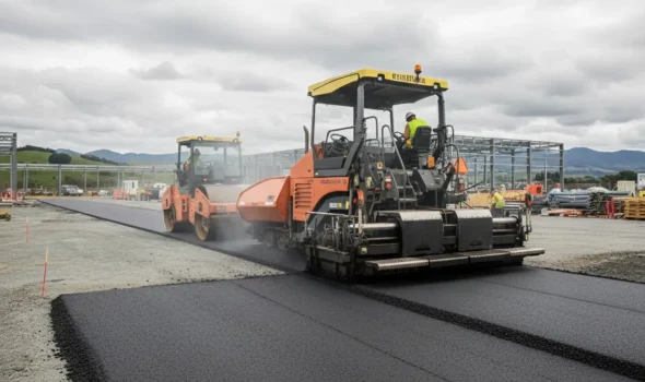 Efficient asphalt paving process carried out by asphalt contractors auckland using modern machinery for consistent results.